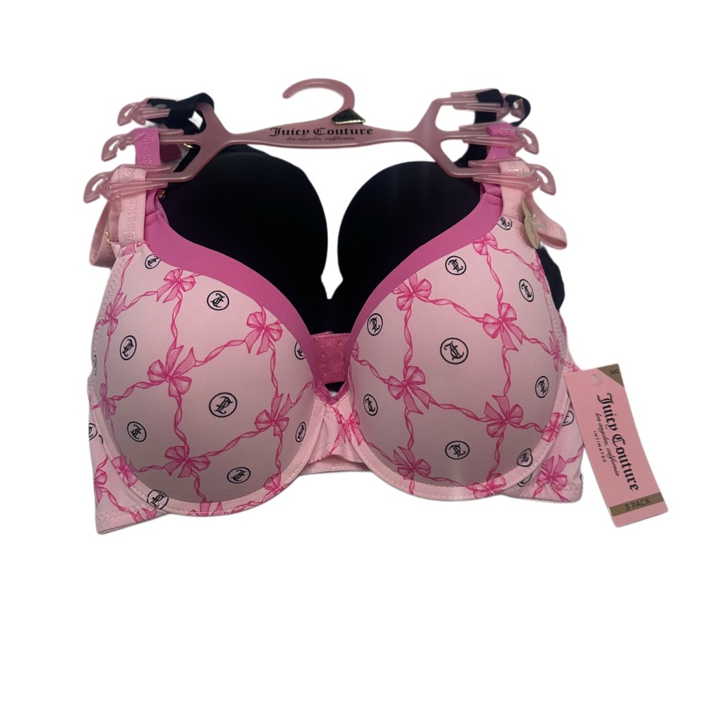 Juicy Couture 3 Pack Sexy Push Up Bra Size 34C Style JC4603‎ NWT